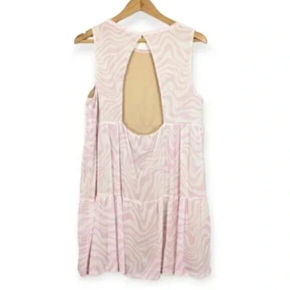 AFRM Womens Sleeveless Mini Dress Size L - Pink & White Swirl/Zebra Print NWT - Picture 2 of 4